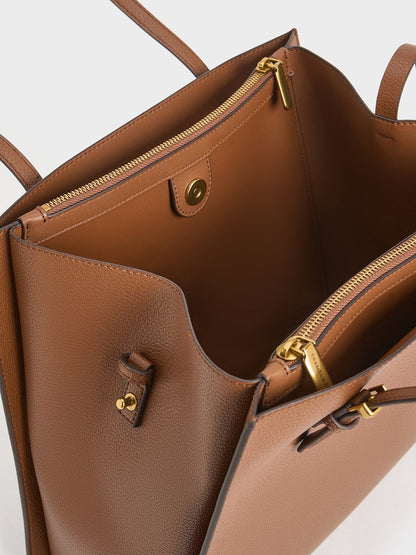 Sansa Tote Bag - Chocolate | CHARLES & KEITH
