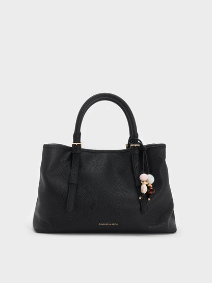 Baral Bead-Charm Tote Bag - Black | CHARLES & KEITH