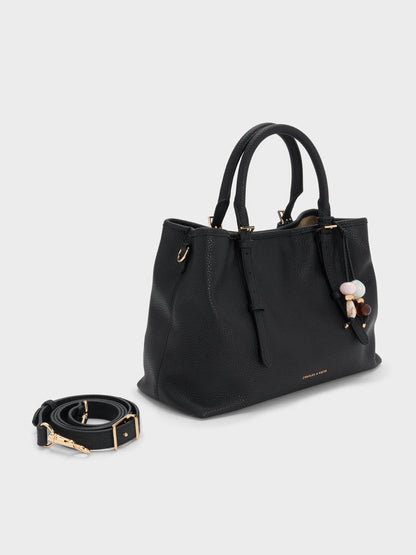 Baral Bead-Charm Tote Bag - Black | CHARLES & KEITH