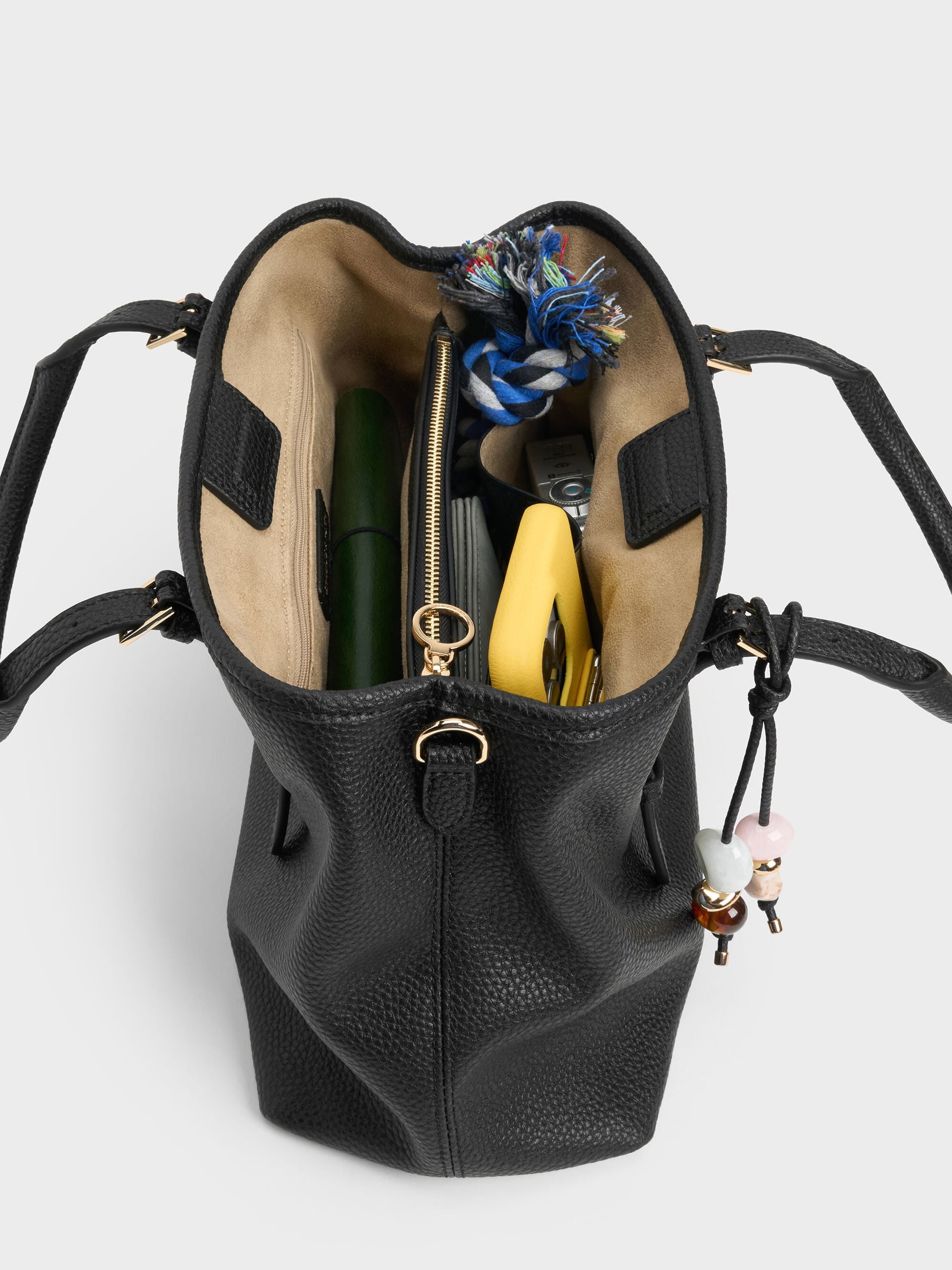 Baral Bead-Charm Tote Bag - Black | CHARLES & KEITH
