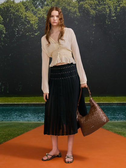 Ivette Woven Tassel Hobo Bag - Chocolate | CHARLES & KEITH