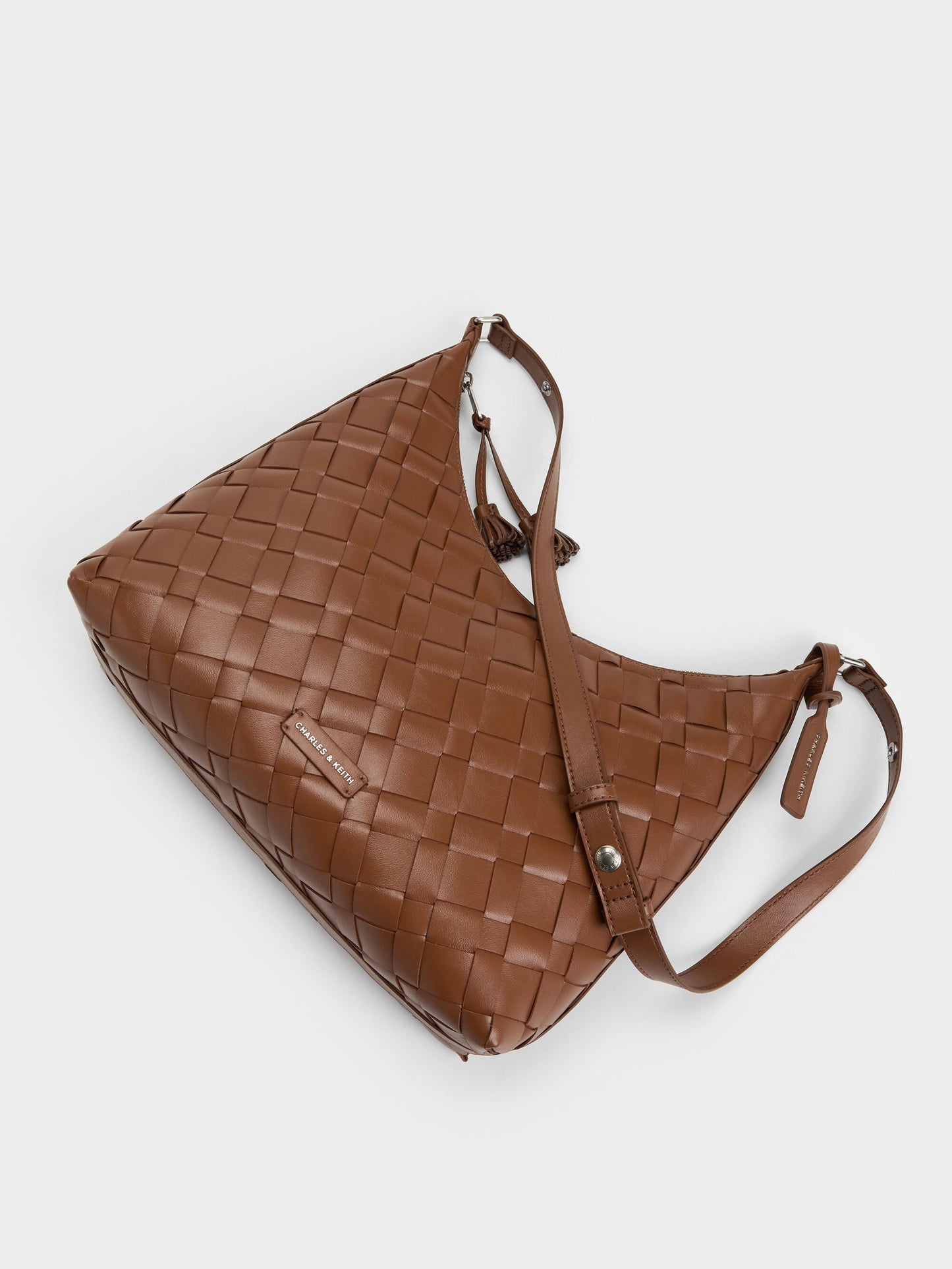 Ivette Woven Tassel Hobo Bag - Chocolate | CHARLES & KEITH
