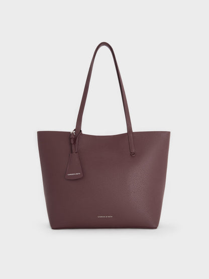Beryl Tote Bag - Wineberry Red | CHARLES & KEITH