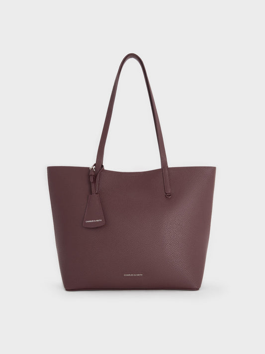 Beryl Tote Bag - Wineberry Red | CHARLES & KEITH
