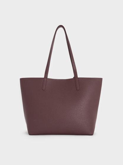 Beryl Tote Bag - Wineberry Red | CHARLES & KEITH