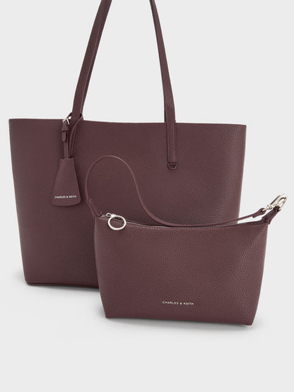 Beryl Tote Bag - Wineberry Red | CHARLES & KEITH