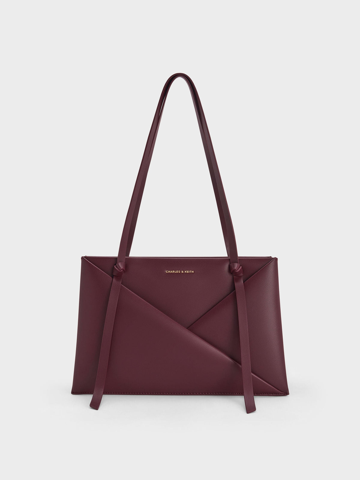 Midori Geometric Tote Bag - Wineberry Red | CHARLES & KEITH