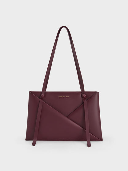 Midori Geometric Tote Bag - Wineberry Red | CHARLES & KEITH