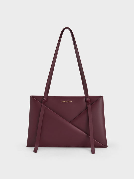 Midori Geometric Tote Bag - Wineberry Red | CHARLES & KEITH