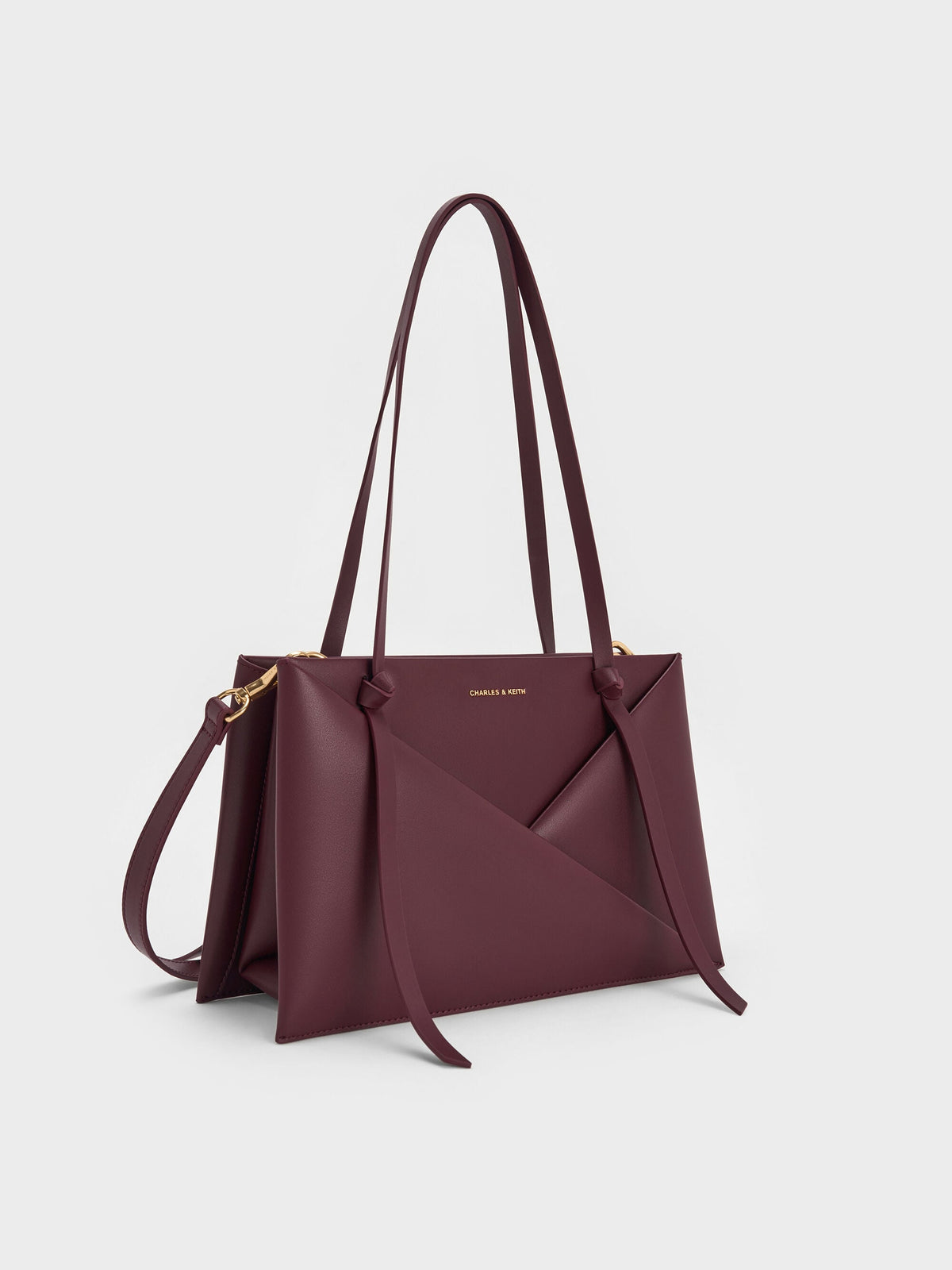 Midori Geometric Tote Bag - Wineberry Red | CHARLES & KEITH