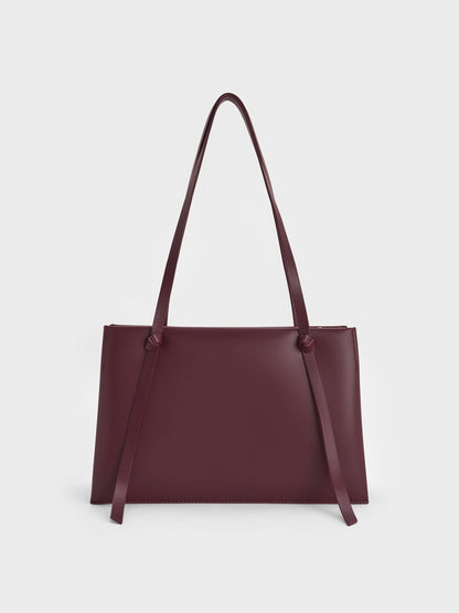 Midori Geometric Tote Bag - Wineberry Red | CHARLES & KEITH