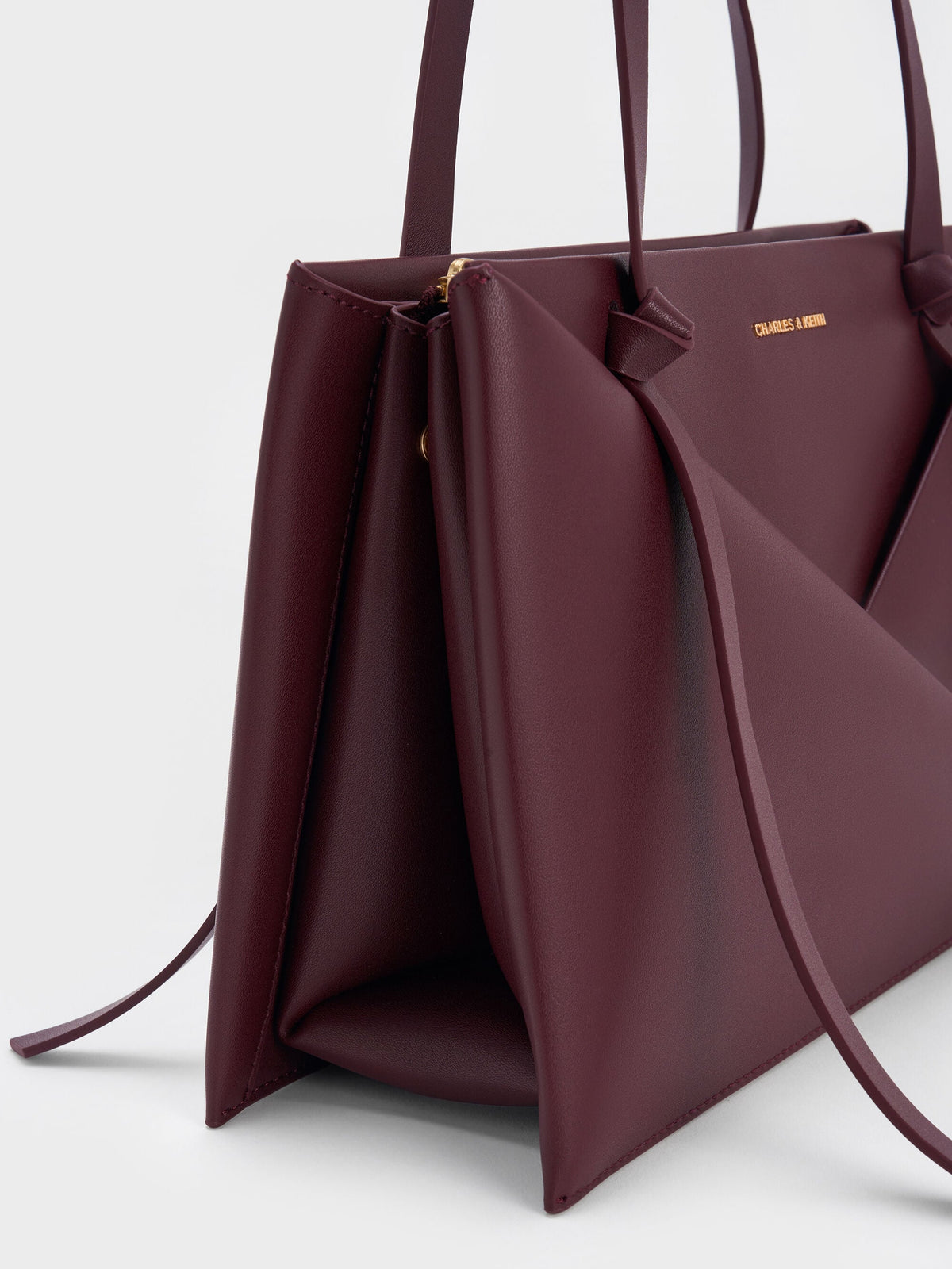 Midori Geometric Tote Bag - Wineberry Red | CHARLES & KEITH