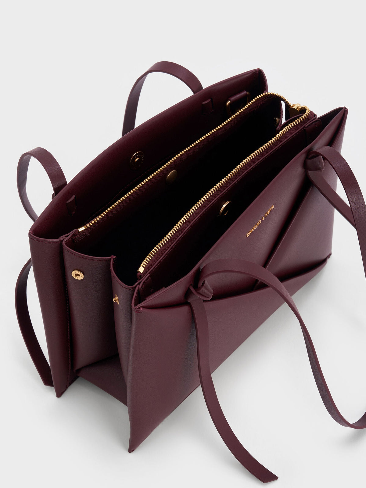 Midori Geometric Tote Bag - Wineberry Red | CHARLES & KEITH
