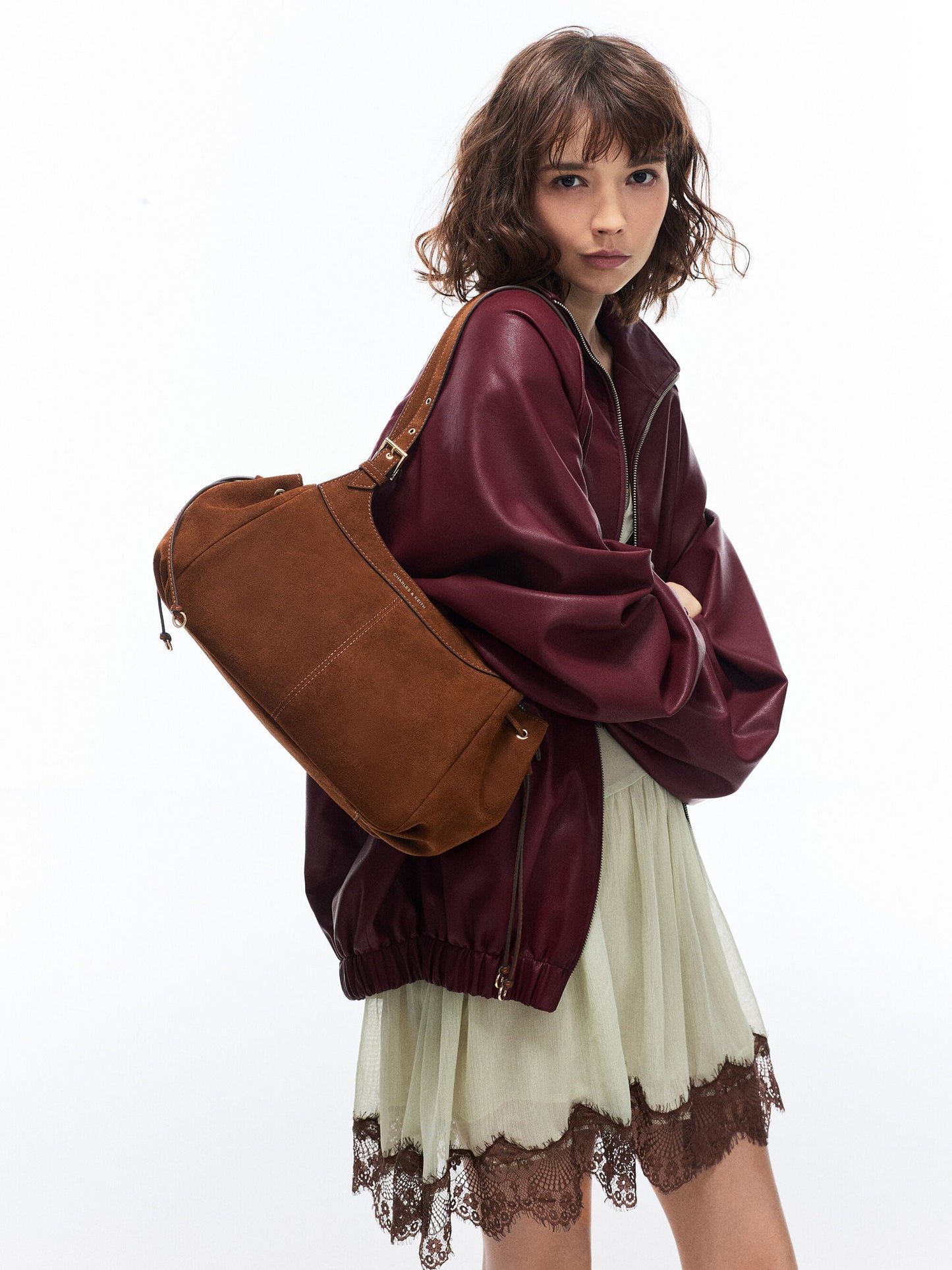 Lillith Drawstring Tote Bag - Pecan Brown | CHARLES & KEITH