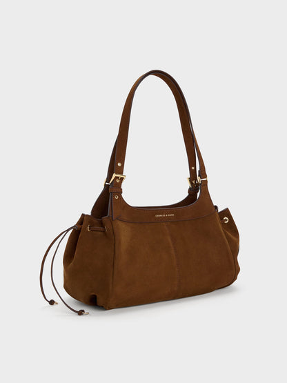 Lillith Drawstring Tote Bag - Pecan Brown | CHARLES & KEITH