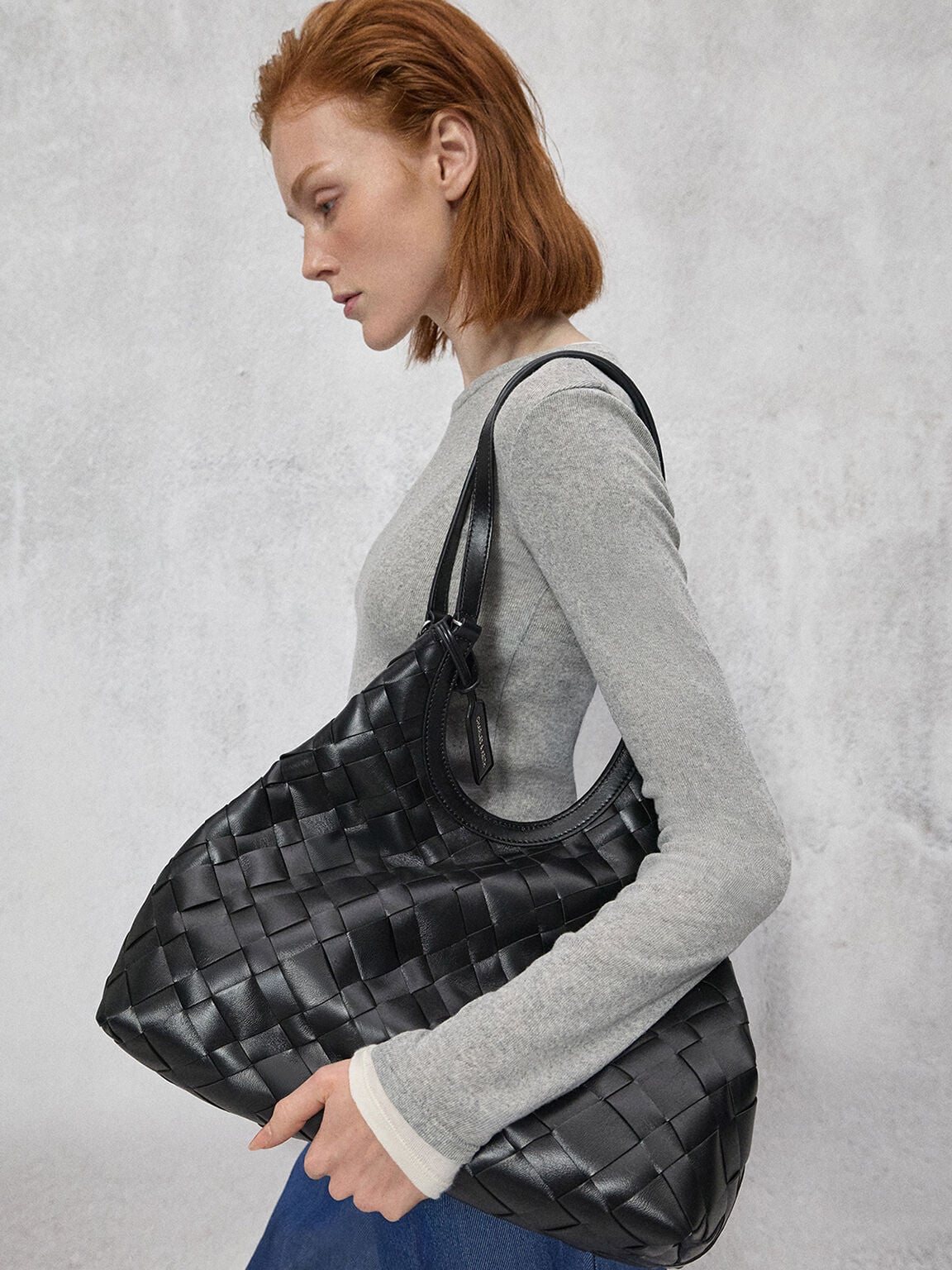 Ivette Woven Tote Bag - Noir | CHARLES & KEITH