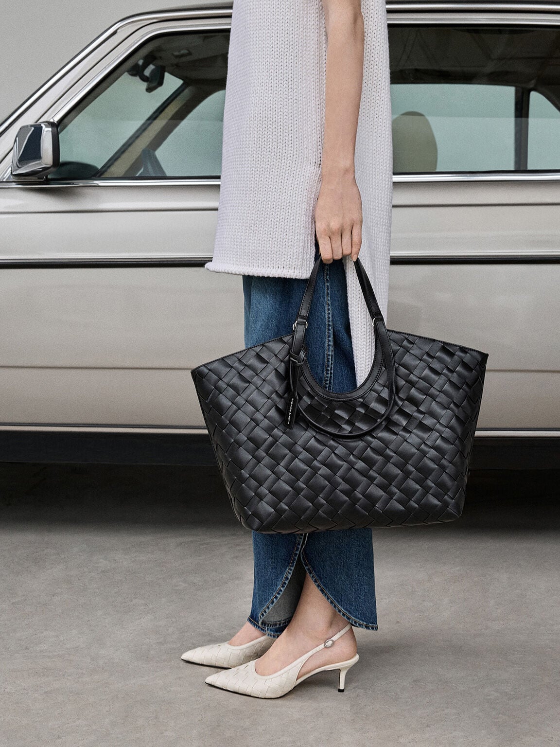 Ivette Woven Tote Bag - Noir | CHARLES & KEITH