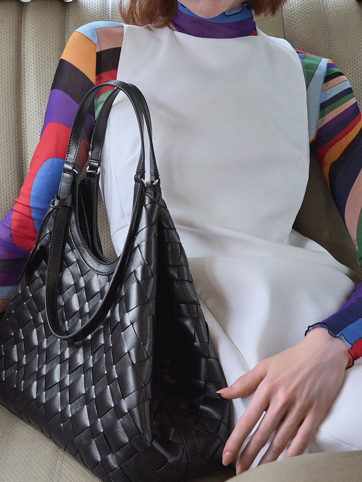Ivette Woven Tote Bag - Noir | CHARLES & KEITH
