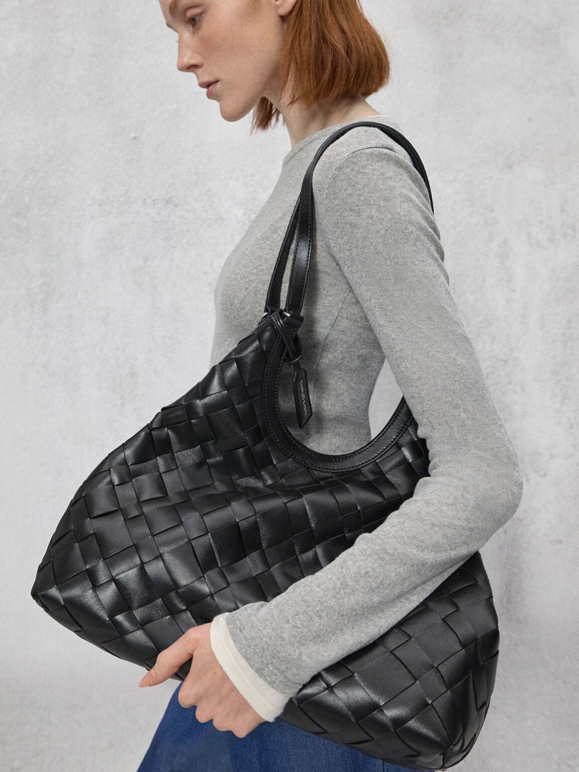 Ivette Woven Tote Bag - Noir | CHARLES & KEITH