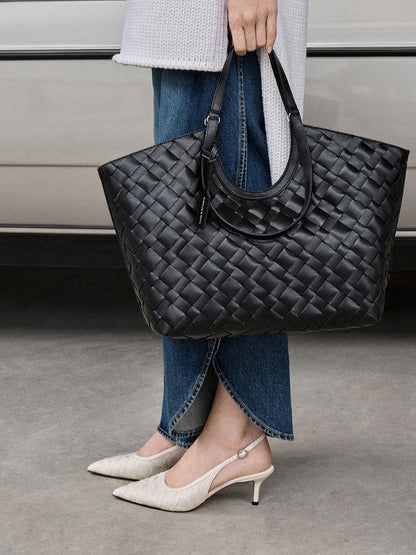 Ivette Woven Tote Bag - Noir | CHARLES & KEITH