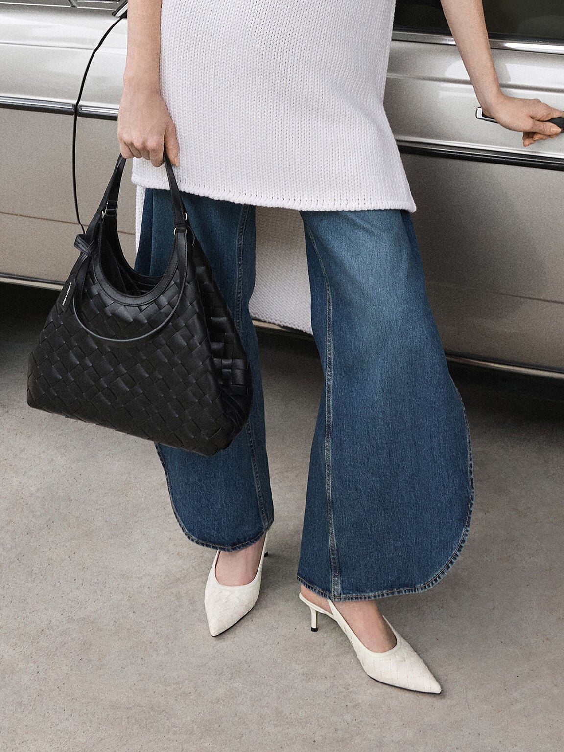 Ivette Woven Tote Bag - Noir | CHARLES & KEITH
