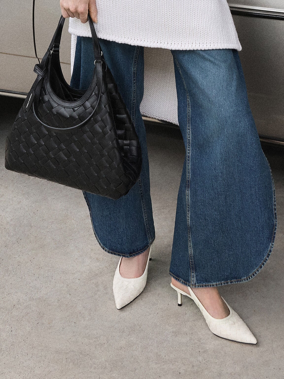 Ivette Woven Tote Bag - Noir | CHARLES & KEITH