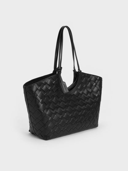 Ivette Woven Tote Bag - Noir | CHARLES & KEITH