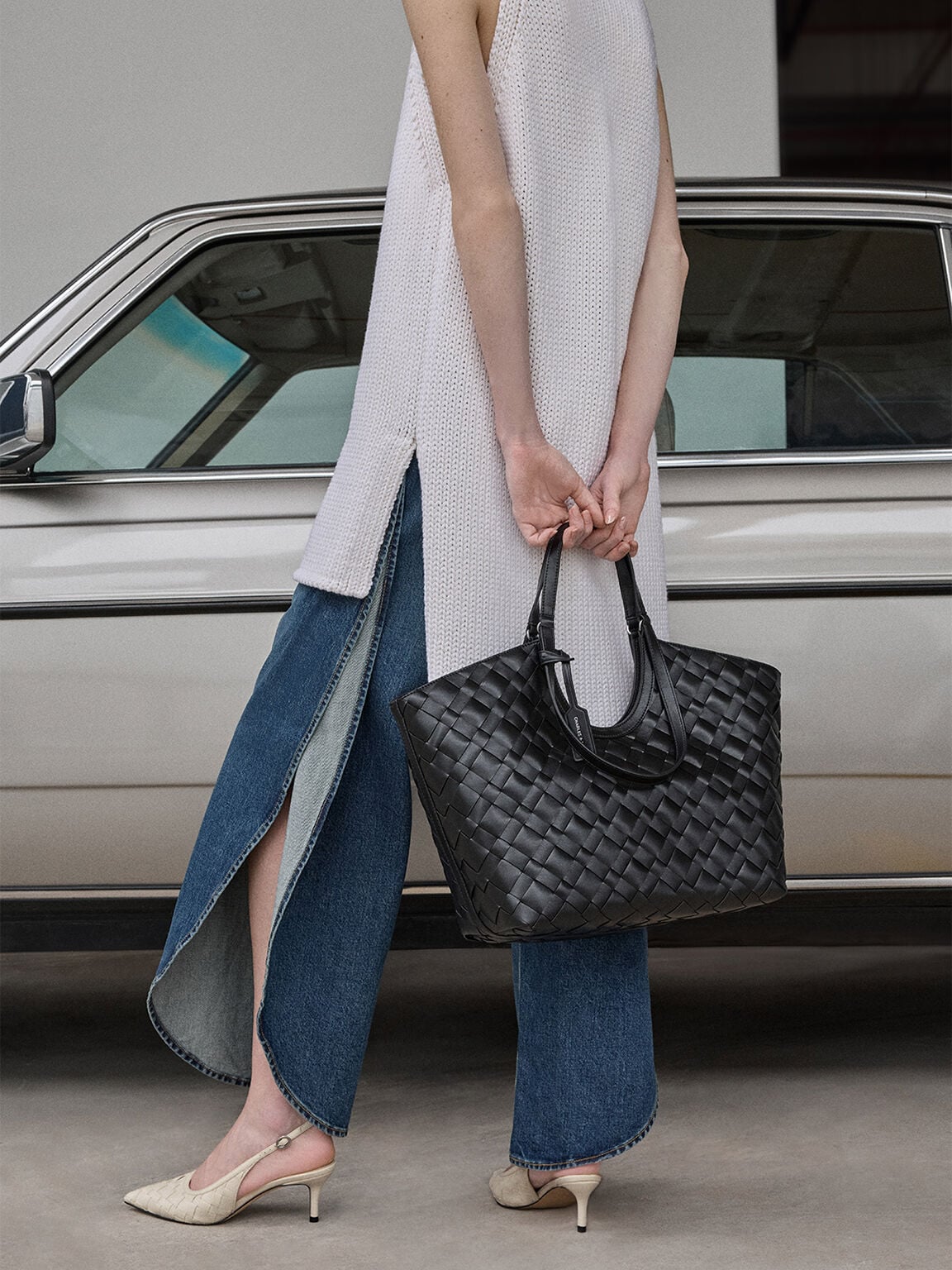 Ivette Woven Tote Bag - Noir | CHARLES & KEITH