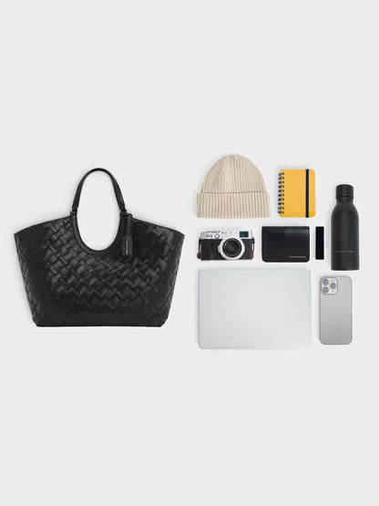 Ivette Woven Tote Bag - Noir | CHARLES & KEITH