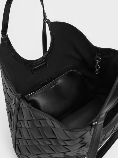 Ivette Woven Tote Bag - Noir | CHARLES & KEITH