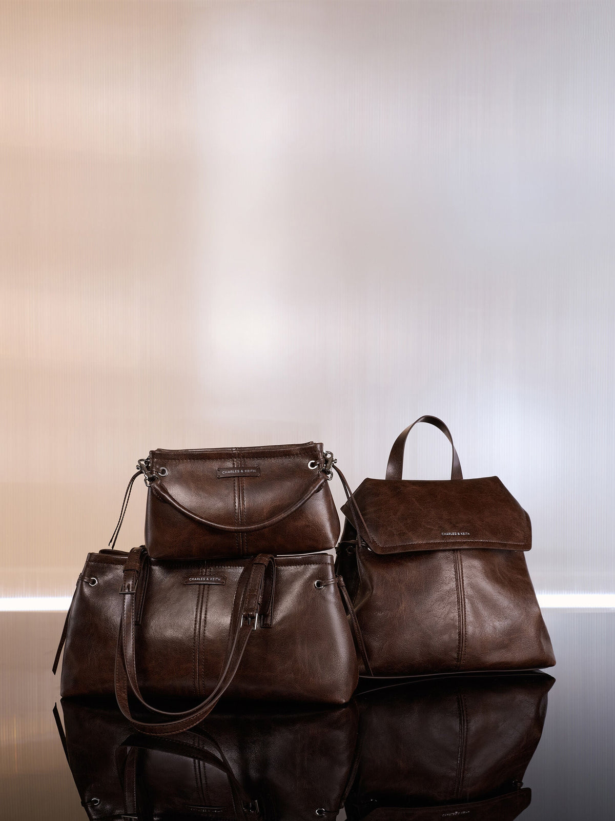 Noane Elongated-Handle Shoulder Bag - Distressed Coffee | CHARLES & KEITH