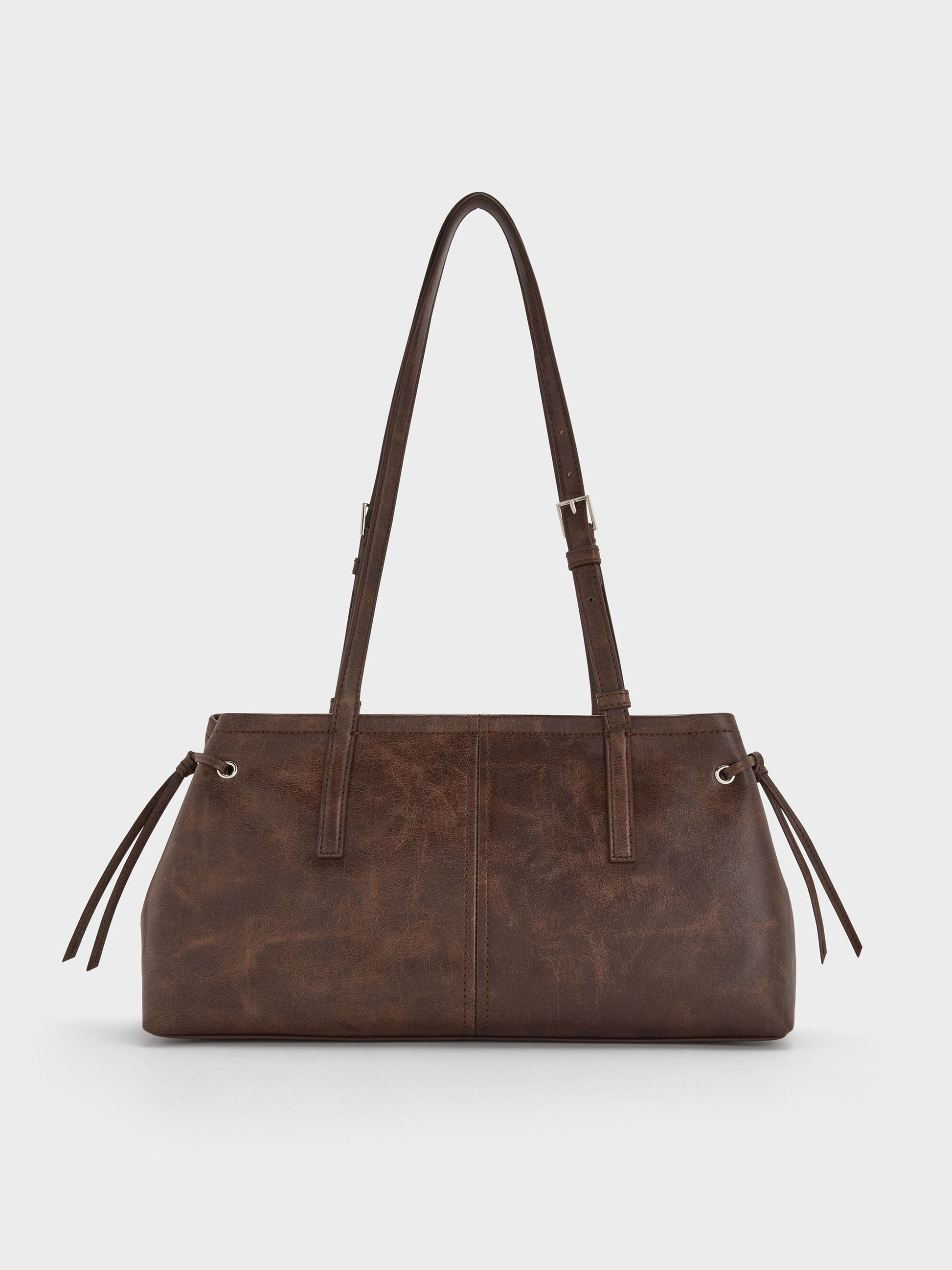 Noane Elongated-Handle Shoulder Bag - Distressed Coffee | CHARLES & KEITH