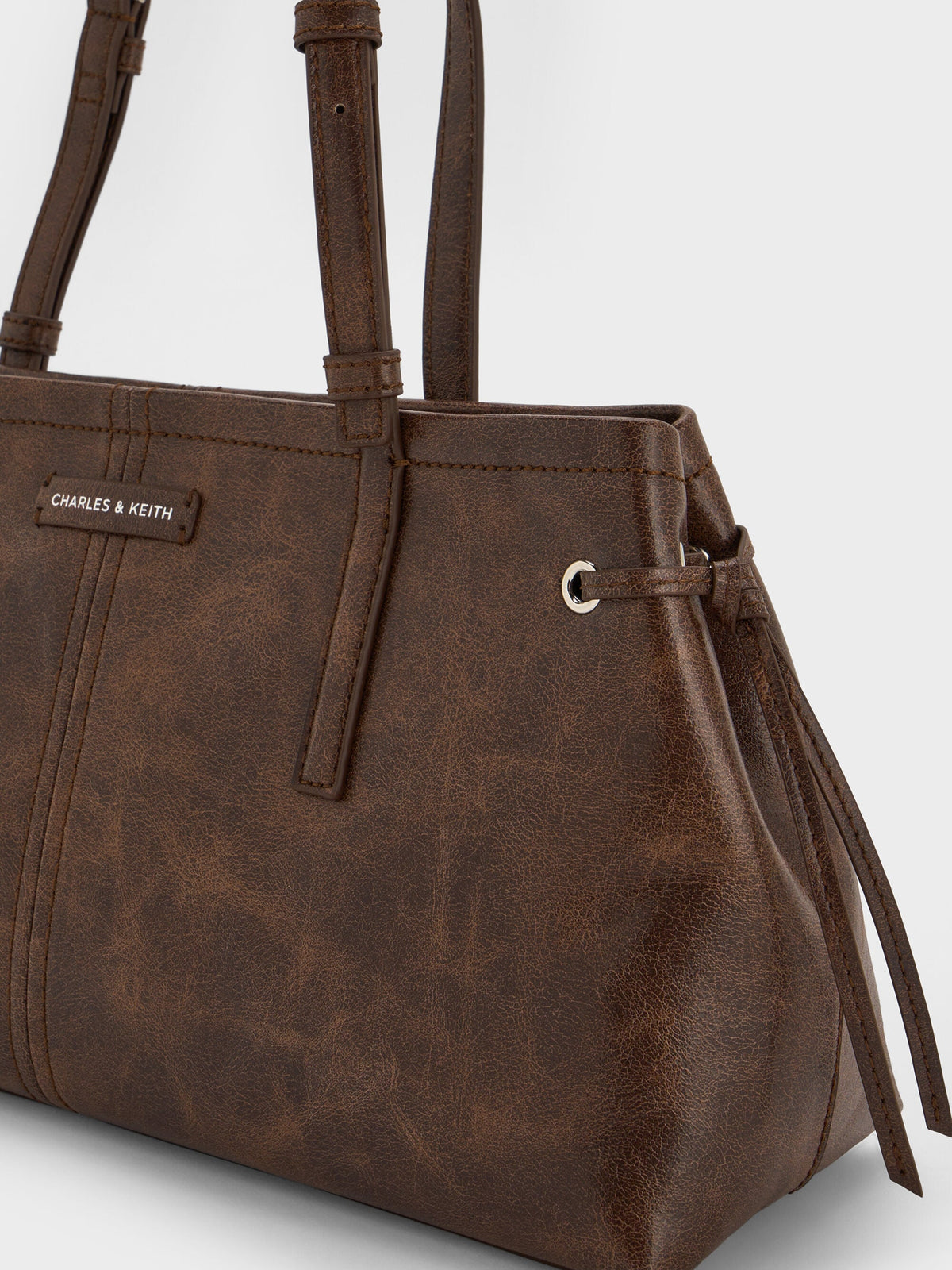 Noane Elongated-Handle Shoulder Bag - Distressed Coffee | CHARLES & KEITH