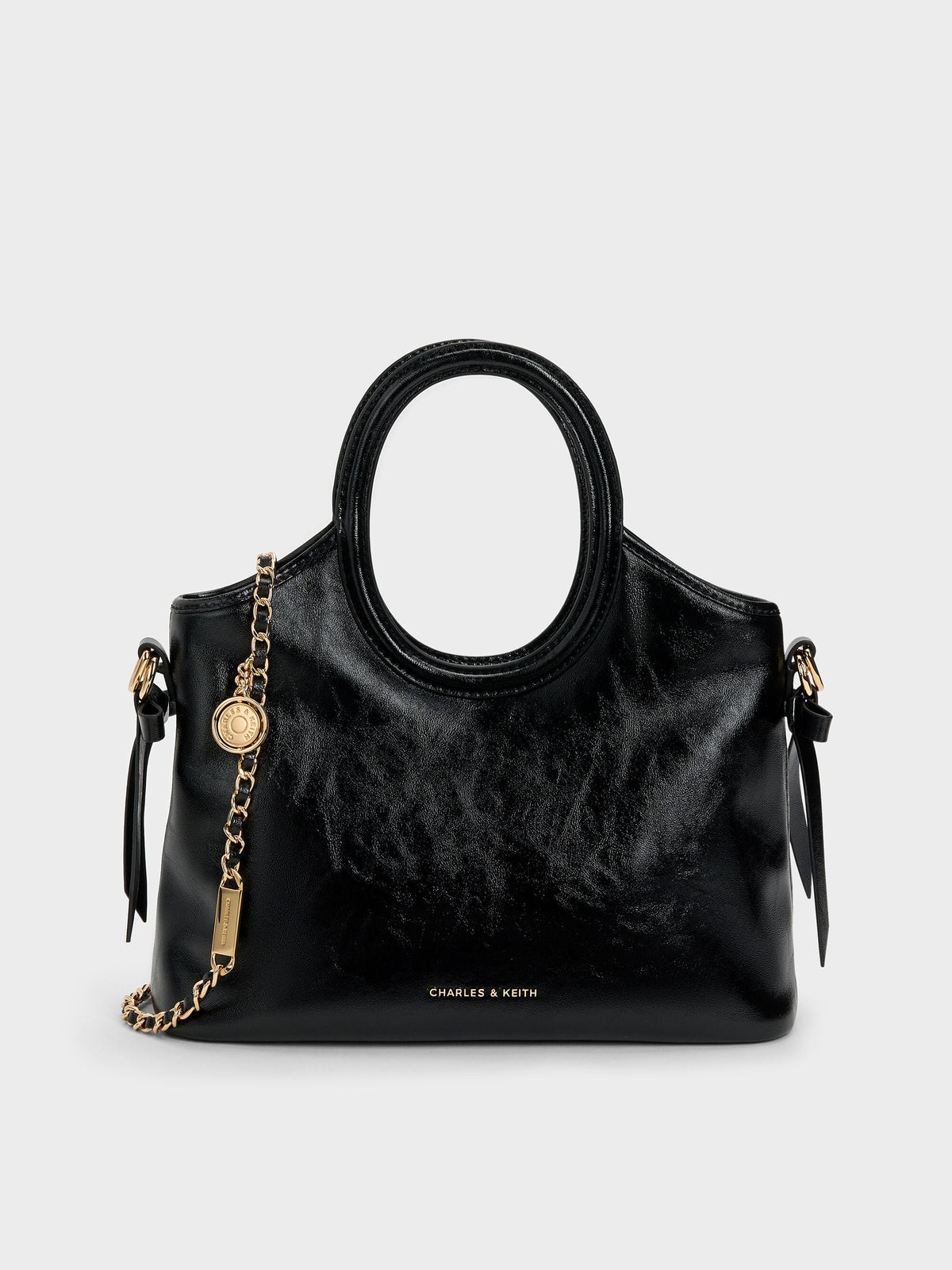 Mini Dalia Bow Oval-Handle Tote Bag - Black | CHARLES & KEITH