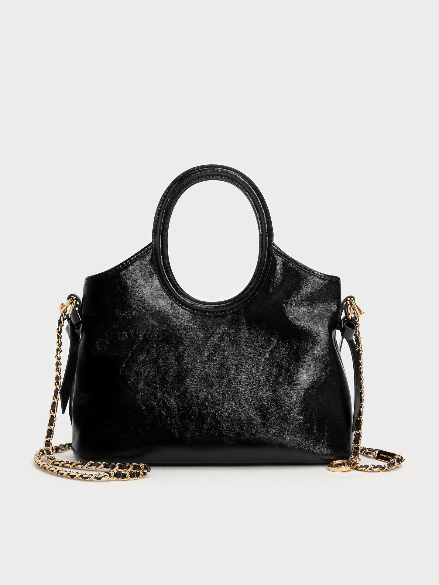 Mini Dalia Bow Oval-Handle Tote Bag - Black | CHARLES & KEITH
