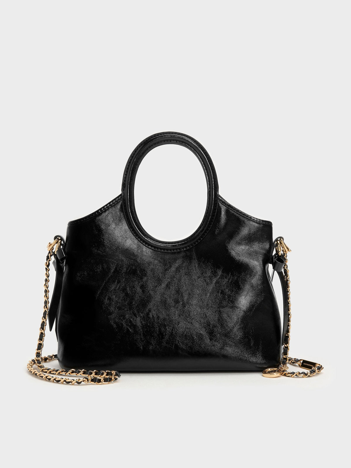 Mini Dalia Bow Oval-Handle Tote Bag - Black | CHARLES & KEITH
