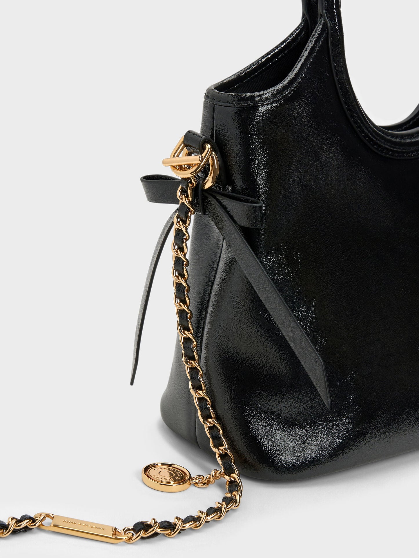 Mini Dalia Bow Oval-Handle Tote Bag - Black | CHARLES & KEITH