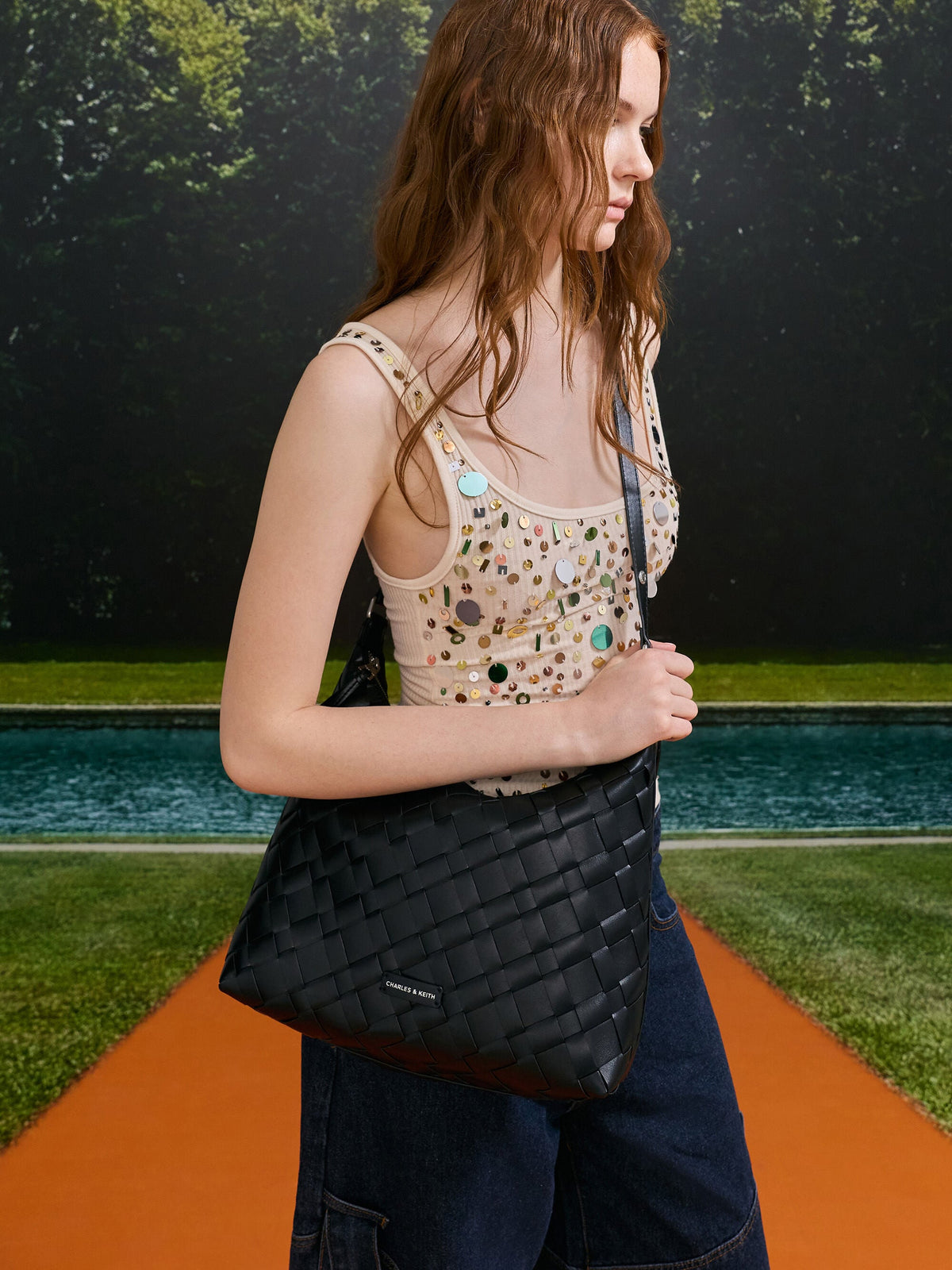 Ivette Woven Tassel Hobo Bag - Noir | CHARLES & KEITH