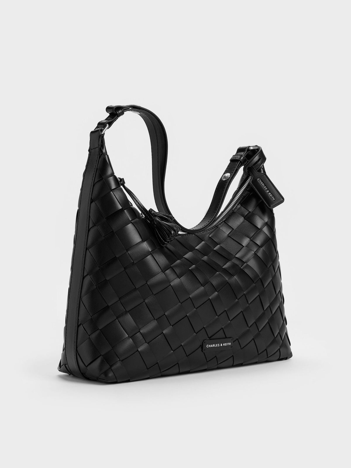 Ivette Woven Tassel Hobo Bag - Noir | CHARLES & KEITH