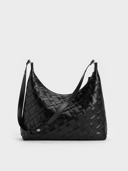 Ivette Woven Tassel Hobo Bag - Noir | CHARLES & KEITH
