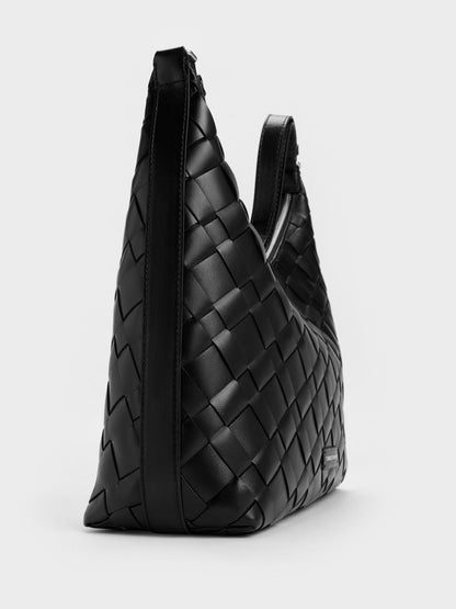 Ivette Woven Tassel Hobo Bag - Noir | CHARLES & KEITH