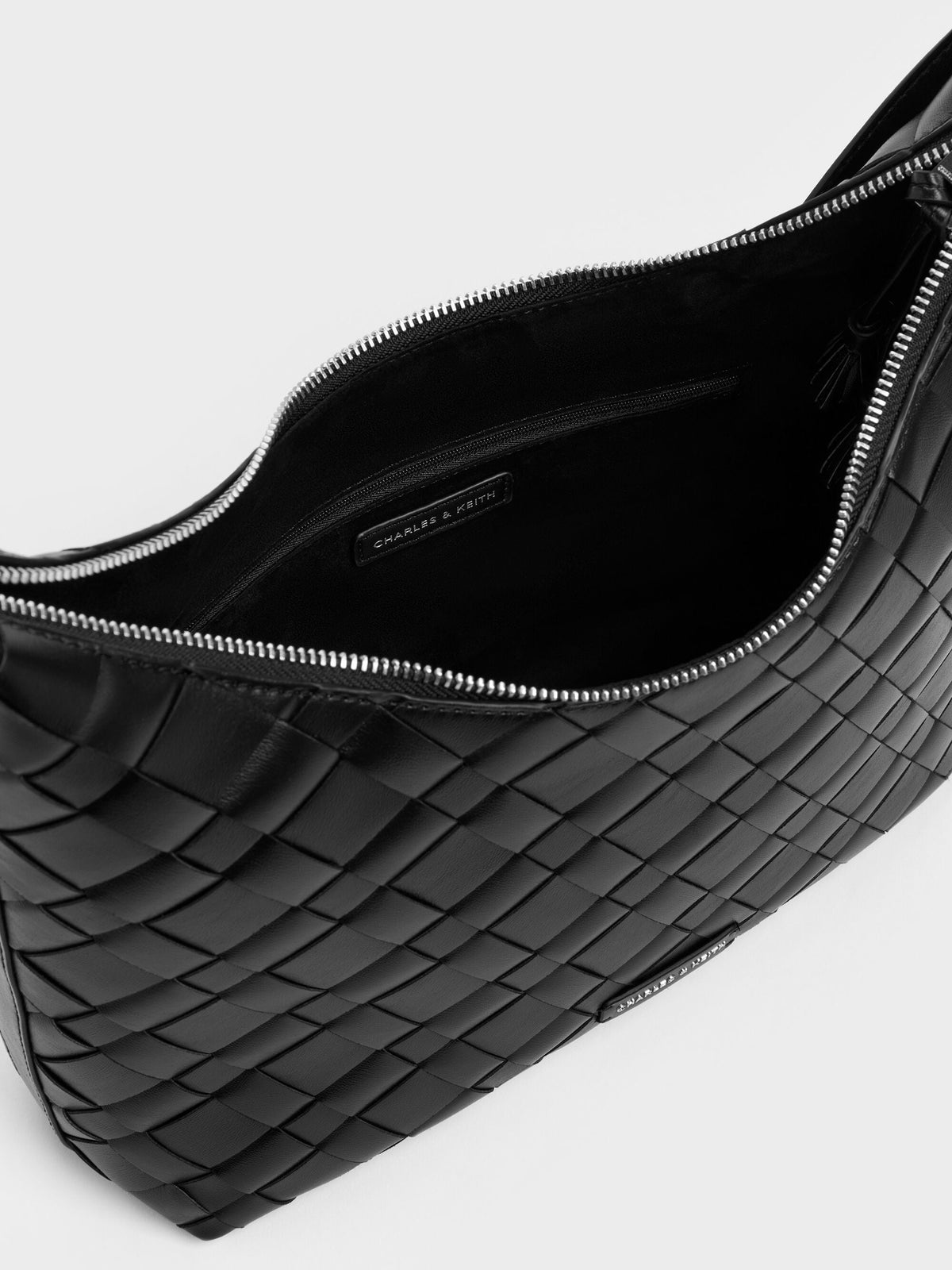 Ivette Woven Tassel Hobo Bag - Noir | CHARLES & KEITH