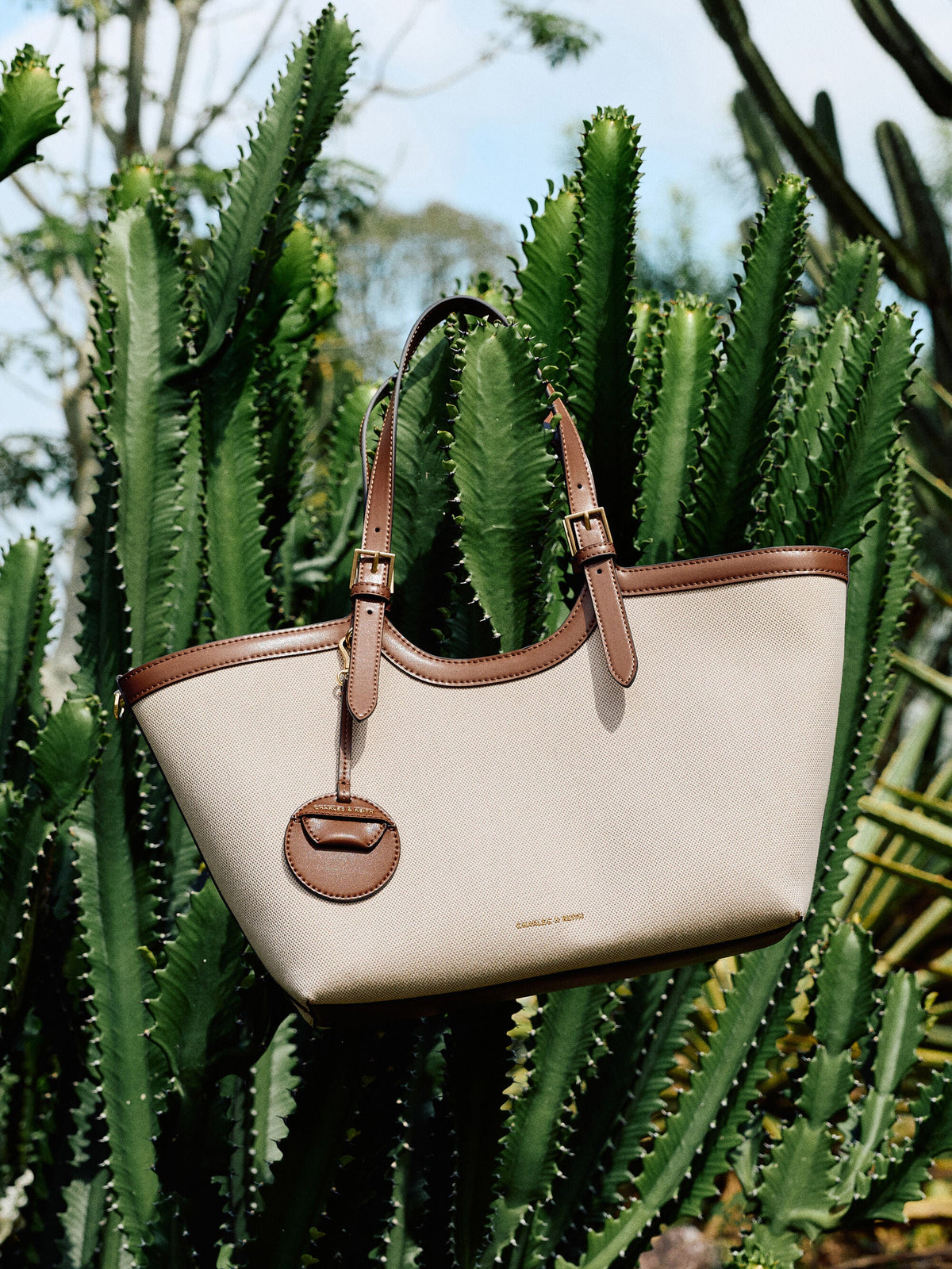 XL Enola Canvas Tote Bag - Chocolate | CHARLES & KEITH