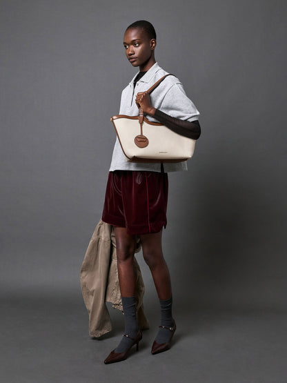 XL Enola Canvas Tote Bag - Chocolate | CHARLES & KEITH