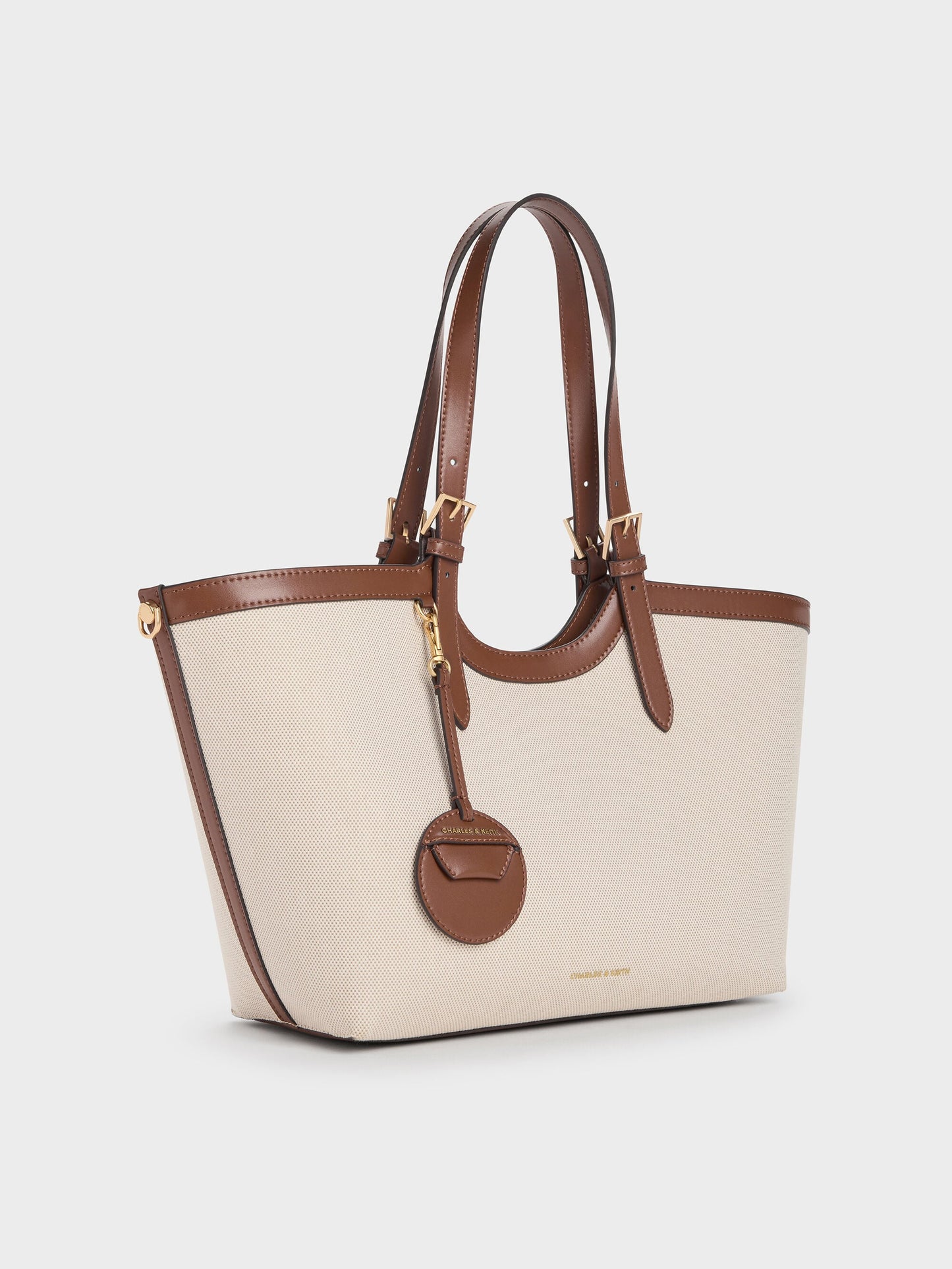 XL Enola Canvas Tote Bag - Chocolate | CHARLES & KEITH