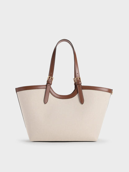XL Enola Canvas Tote Bag - Chocolate | CHARLES & KEITH