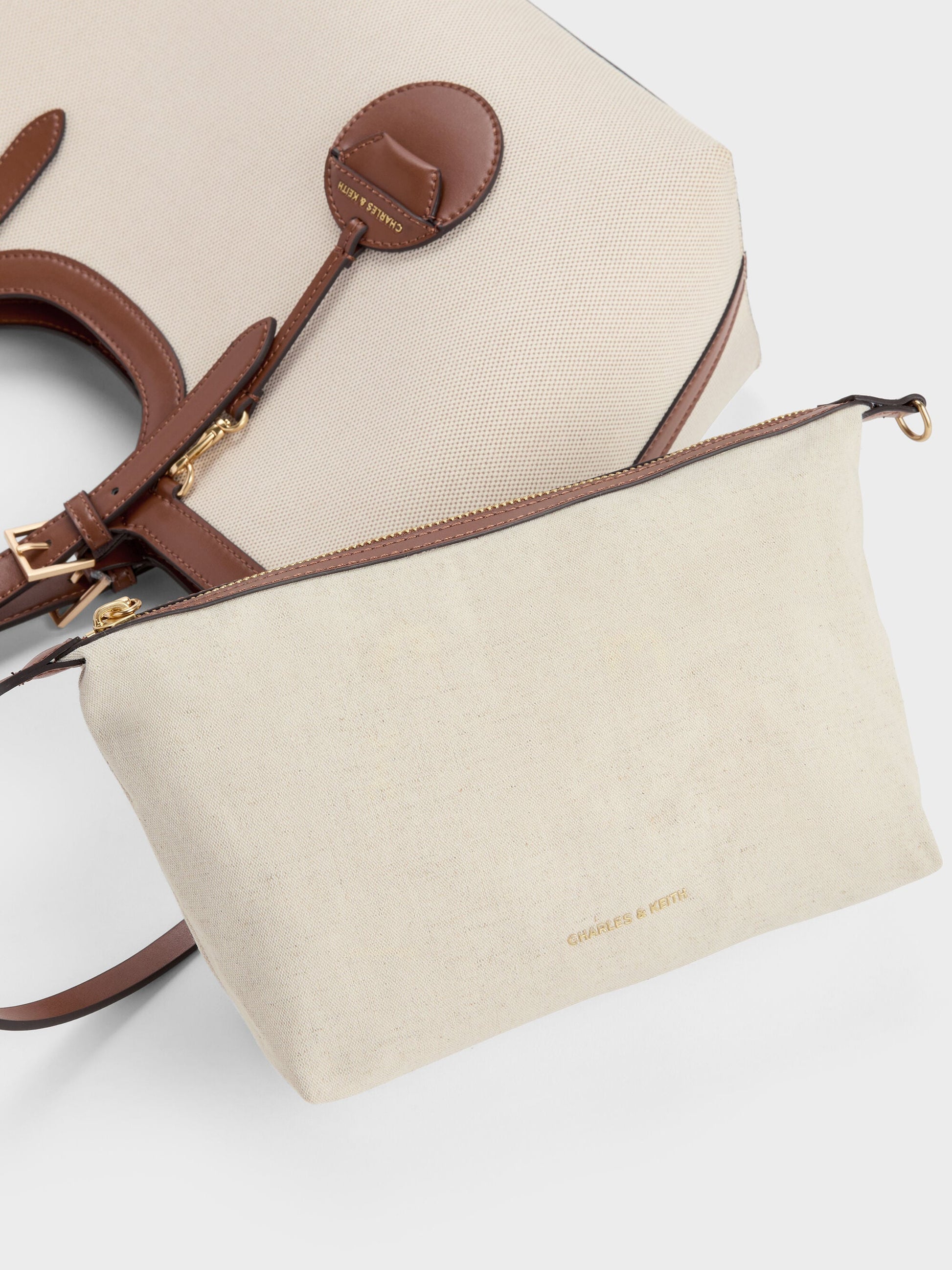 XL Enola Canvas Tote Bag - Chocolate | CHARLES & KEITH