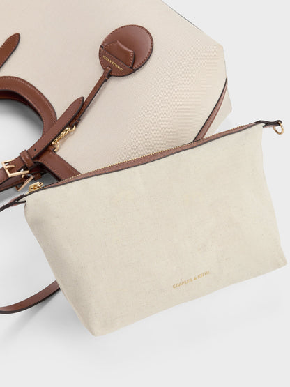 XL Enola Canvas Tote Bag - Chocolate | CHARLES & KEITH