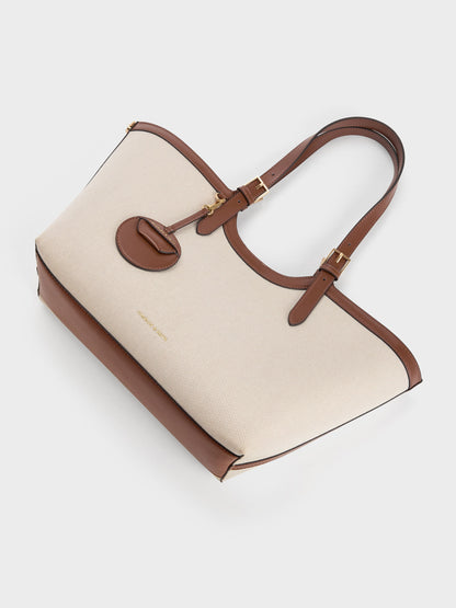 XL Enola Canvas Tote Bag - Chocolate | CHARLES & KEITH