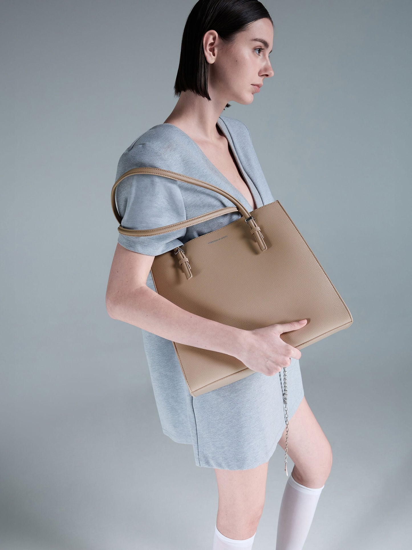 Sansa Tote Bag - Taupe | CHARLES & KEITH